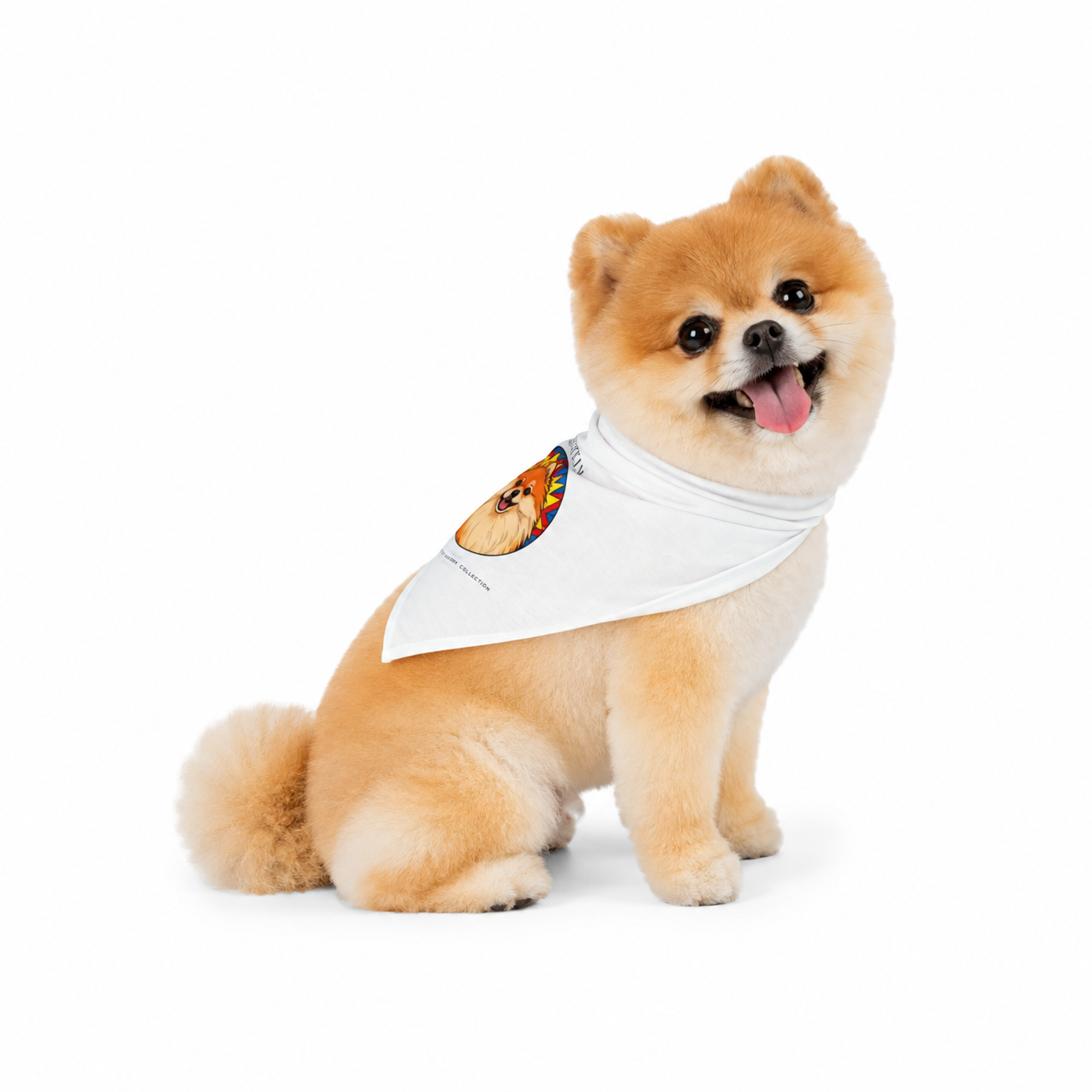 Pomtenstein dog bandana with pop art Pomeranian
